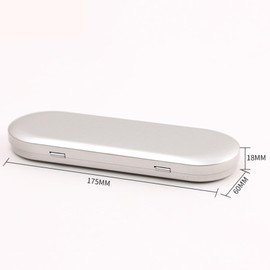 Aoktorkit 1PCS Metal Tin Box Container, 17.5x6x1.8cm Oval Empty Mini Storage Box Portable Storage Container with Lid for Small Items, Silver