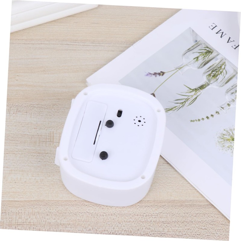 FUNOMOCYA Square Shape Alarm Clock Stylish White Desktop Timer Bright