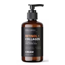 Retinol + Collagen, Hyaluronic Acid, Vitamin C AntiAging Wrinkle Serum Cream 4oz