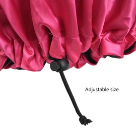 Satin Bonnet Silk Hair Bonnet Double-Layer Adjustable Sleep Cap with Drawstring (Pink/Black)