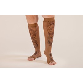 Lymphedivas Harmony Mocha Medical Graduated Compression Sock Pair 20-30mmHg (Long Open-Toe 20-30 mmHg Small)