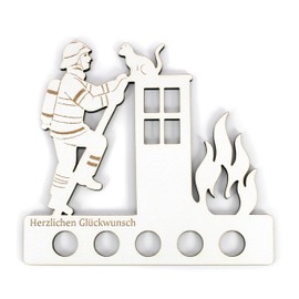 Gift for Fireman - Money Gift Fire Brigade Made of HDF - Sign with 5 Note Holders - Fireman - Original Gift Idea for Birthday or Holidays