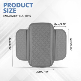 Hbxdeco Car Center Console Cover, 12.2"×6.9" Leather Arm Rest Cover for Car, Comfortable Armrest Seat Box Cushion with Pocket, Armrest Cover Protector Universal Car Interior Accessories (Gray)