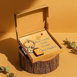 New Beginnings Gifts for Women Toast Keychain, Coworker Leaving Gifts for Next Chapter, Engagement Party Presents with Chram for Newly Engaged, Housewarming Present for Homeowner First Home