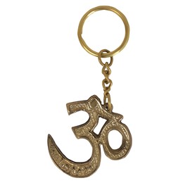 HANDTECHINDIA OM Key Ring Brass Keychain Spiritual Gift Aum Keychain For Car, Bike, Home Lock Key Luggage Bag Wardrobe Locker keychain