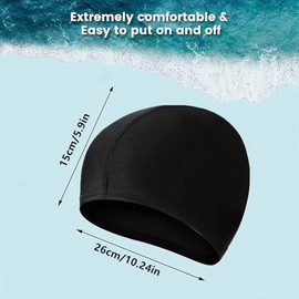 3Pcs Gorros de Natación Elásticos para Mujeres y Hombre, PU Gorro de Natación de Antideslizante para Adulto, Gorras para Nada con Tapones para Los Oíd