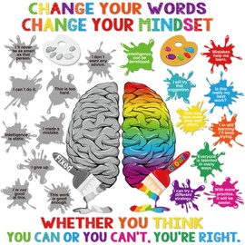 Dispowreath 44 Pcs Growth Mindset Bulletin Board Set Inspirational Poster Motivational Quotes Positive Sayings Accent Display Set Growth Mindset Classroom Decoration for Middle High School