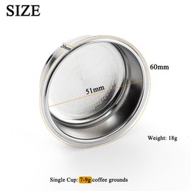 alouweekuky 51 mm Filter Basket 1 Cup Portafilter Basket 7-9 g Strainer for Dedica Stainless Steel Portafilter Basket Reusable Portafilter Accessories