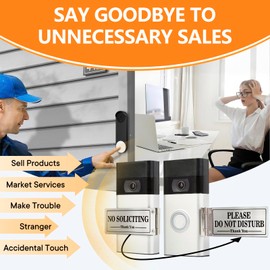 Do Not Disturb Sign for Doorbell – Rotatable No Soliciting Doorbell Cover. Metal sign for front door/house. Easy to install. Great gift for dog owners and exhausted moms with sleeping babies (Silver)