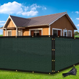 Amagenix Privacy Screen Fence 4'x44'Customized Mesh Fencing Shade Cover with Brass Grommets Heavy Duty Protective Covering for Outdoor Wall Garden Yard Backyard Pool Deck, Dark Green