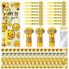 Sayglossy 25 Sets Smile Face Pens with Bookmarks Back to School Gifts Happy to See You Novelty Ballpoint Pens for Students School Classroom Awards Supplies