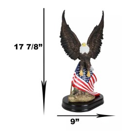 Ebros 18" Tall Large Patriotic Bald Eagle Clutching On American Flag Figurine