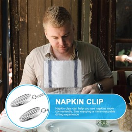 JEYORZY 6 Stück Serviettenkette Mit Clip, Serviettenhalter Edelstahl Serviettenklammern Lätzchenkette mit Klammern Hals-Ketten Serviettenkette für Erwachsene Senioren und Kinder