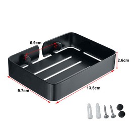 HONPHIER Soap Dish Holder for Bathroom Shower 304 Stainless Steel Soap Holder Saver Tray Wall Mounted Sponge Holder (Black)