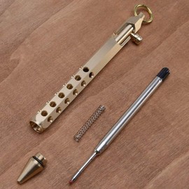 PUOSUO Six-Edge Solid Brass Pen, Bolt Action Pen EDC Pocket Signature Pen (Gold)