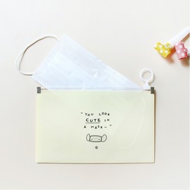 Pastel 4-Color Mask Storage Pouch & Case Organizer Pouch Pink 5ea