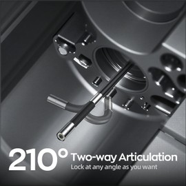 NIDAGE 7'' IPS Two-Way Articulating Borescope 0.24in Endoscope Camera with Light Flexible Inspection Camera with Articulated Snake Head, Automotive Mechanics Fiber Optic Scope Cam 5.3FT