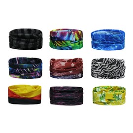 Scott Edward - 9pcs Bandanas Mujer Bandanas Hombre elástico Magia Bufanda Bandana Venda de Deportes para Senderismo, Correr, Ciclismo, Motocicleta, Yoga, esquí (Black Red Yellow)
