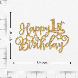 WeBenison Decoración para tarta de primer cumpleaños para bebé con purpurina dorada