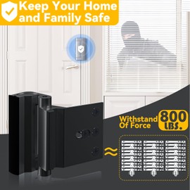 Rerishom Door Lock Withstand 800 lbs for Inward Swinging Door, Door Reinforcement Lock with 8 Screws to Prevent Unauthorized Entry, Pin Tumbler for Extra Home Security and Privacy, 2 Pack, Black