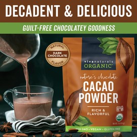 Viva Naturals Viva Naturals Organic Cacao Powder, 1lb - Unsweetened Cacao Powder With Rich Dark Chocolate Flavor, Perfect for Baking & Smoothies, Non-GMO, Certified Vegan & Gluten-Free, 454 g