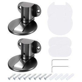 uxcell 2Pcs Magnetic Door Stopper, Silent Magnetic Floor Door Stop, Adjustable Floor Door Catch with Adhesive Tape and Screws Shock Absorbing for Bedroom Office Bathroom, Gray