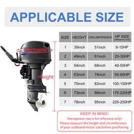 Upgraded 600D Fade and Tear Resistant Trailerable Full Outboard Motor Cover,Waterproof and UV-Proof Boat Motor Cover,Boat Engine Cover with Reflective Strips and Adjustable Strap(Fits 100-150 HP)