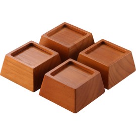 Lufia Wood Bed Risers 2 Inch, Premium Pine Furniture Risers - Sturdy, Stylish and Space Saving 2" Bed Lift for Sofa, Desk and More - 4-Pack (Brown Wood, 2 Inch)