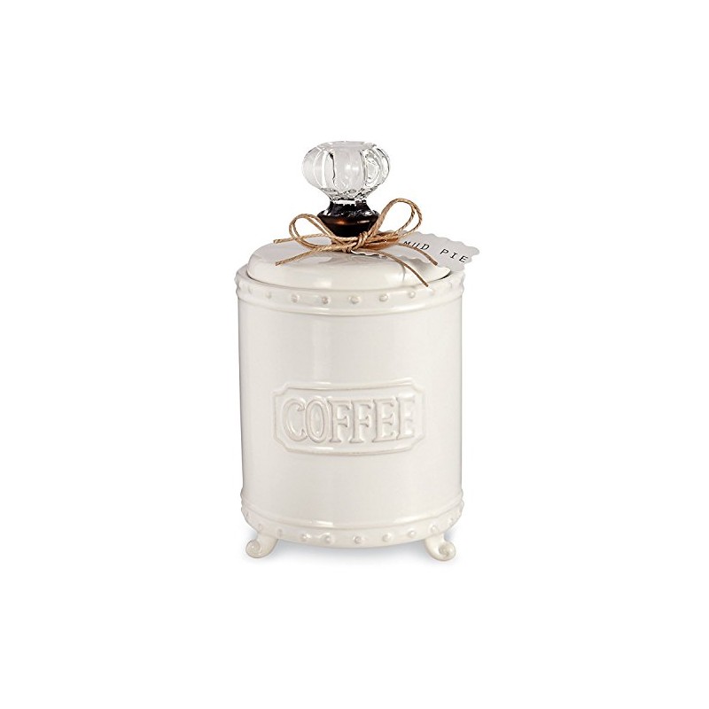 Mud Pie Ceramic Coffee Canister Door Knob Handle, White