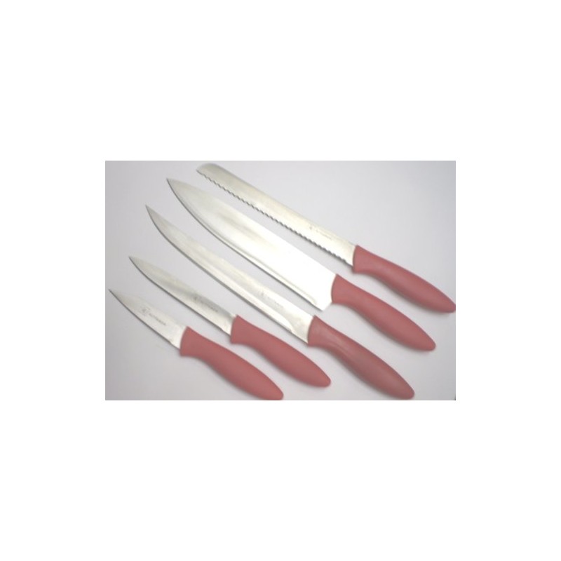 Kittamor 6 Knife Set with Red Wooden Block