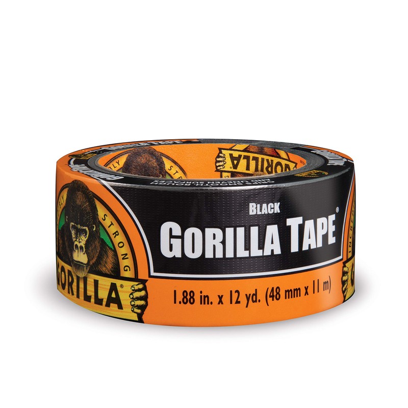 Gorilla Black Duct Tape, 1.88" x 12 yd, Black, (Bulk