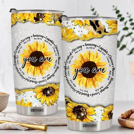 BECHUSKY Christian Tumbler Bible Verse Flower Gifts For Women Faith Inspirational Religious Girl Mom On Birthday Easter Christmas, 2OZ, #003-Christian Floral Yellow