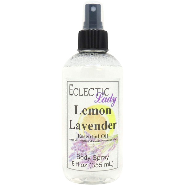 Lemon Lavender Essential Oil Blend Body Spray, 8 ounces, Body Mist for Women with Clean, Light & Gentle Fragrance, Long Lasting Perfume with Comforting Scent for Men & Women, Cologne with Soft, Subtle