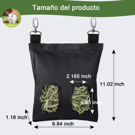 Comedero para Conejo, Bolsa de Heno, Comedero de Heno para Conejos, Alimentador de Heno para Animales PequeÑos, Saco Alimentador Colgante Apto para Chinchillas, Cobayas, HÁmsters, Hurones, Negrura