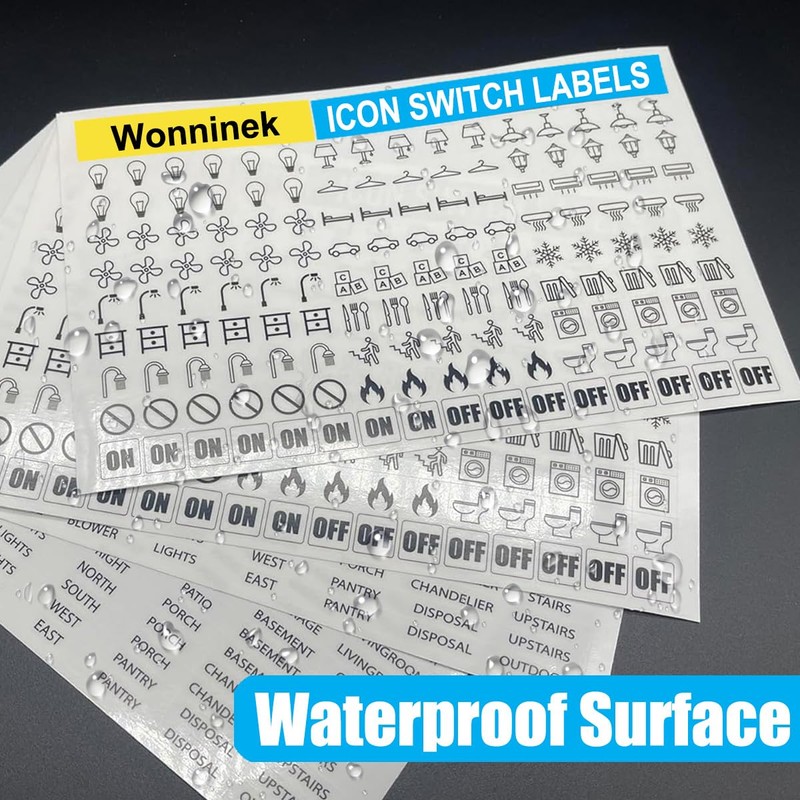 Wonninek Light Switch Labels 600PCS Waterproof Electric Breaker Panel Label