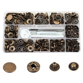 80 Sets Press Studs Set, Basicon Brass Press Studs Diameter 15 mm Copper Press Studs Metal Bronze Clothing Press Studs with Fixing Tool Kit for Leather Jeans Jacket Wallet Handbag Gun Black
