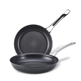 Anolon X Aluminum Nonstick Cookware Frying Pans/Skillet Set, 8.25 Inch and 10 Inch - Dark Gray