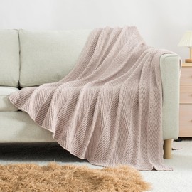 CloudDwelling Chenille Knit Throw Blanket Fluffy Fuzzy Soft Lightweight Cozy Farmhouse Chunky Knitted Throws for Couch Sofa Bed (Taupe, 50"x60")
