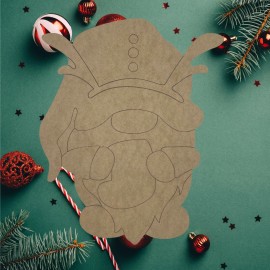 Build-A-Cross DIY Art Craft, Reindeer Gnome with Christmas Stocking wood Cutout, Paint by line - 22"