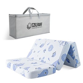 EZKLRWGF Trifold Pack and Play Mattress,Dual Sided Soft & Firm Premium Memory Foam 38"x26" Pack N Play Mattresses,Portable Mattress for Pack N Play with Washable Cover