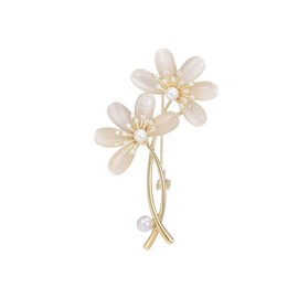 YDOIIU Daisy Brooch Pin Gold-Plated Daisy Cat's Eye Stone Brooch Lapel Pins Daisy Flower Jewelry for Women