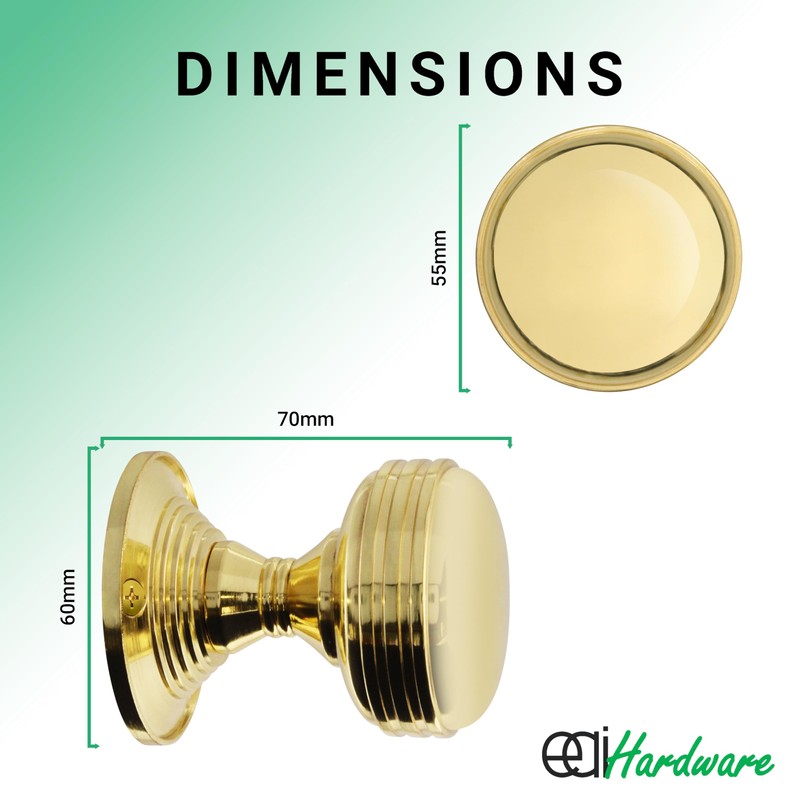 EAI Lined Door Knobs Polished Brass | 1 Pair of
