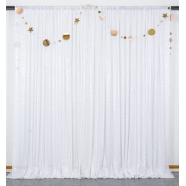 ShinyBeauty White Glitter Backdrop Curtain 10x10FT White Photo Backdrop Sequin Material Backdrop for Photoshoot Backdrop Curtains for Parties Wedding Backdrop Christmas Decor