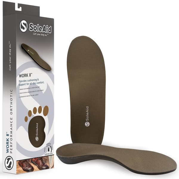 SoleAid Insoles - Work 2.0 Advanced Performance, Medium-Flex Arch Support,