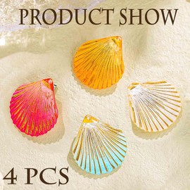 Bouory Boho Shell Hair Barrettes Colourful Seashell Hairpin Set Beach Conch Head Accessories for Women 4PCS