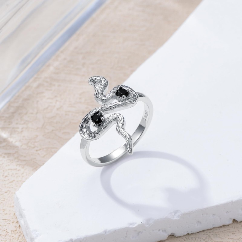 MONGAS Snake Ring 925 Sterling Silver Snake Rings for Women