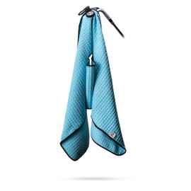 Pins & Aces Magnetic Premium Tour Towel - Lightweight and Absorbant Microfiber - Rubberized Magnet for Golf Carts or Golf Clubs - Won't Damage Clubs. 39" L x 15" W Golfing Gear (Sky Blue)