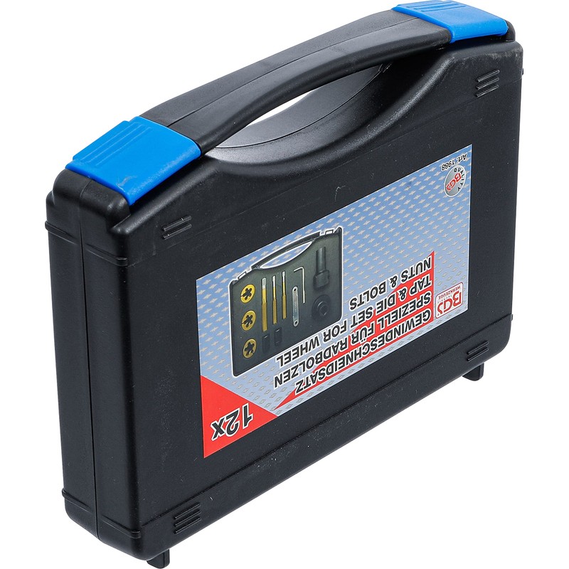 BGS 1988 Tap/Die Set for Wheel Studs/Nuts 12-Pieces, Silver/Gold/Black