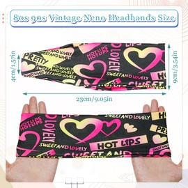 8 Pack 80s 90s Print Neon Headbands,80s Retro Accessories 90s Outfits for Women,Hairband for Masquerade Party Style Running Cycling (Style B)