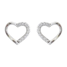 Hiqmic 925 Sterling Silver Heart shaped Hollow out Crystal Zirconia Ear Stud WK90250 Earrings